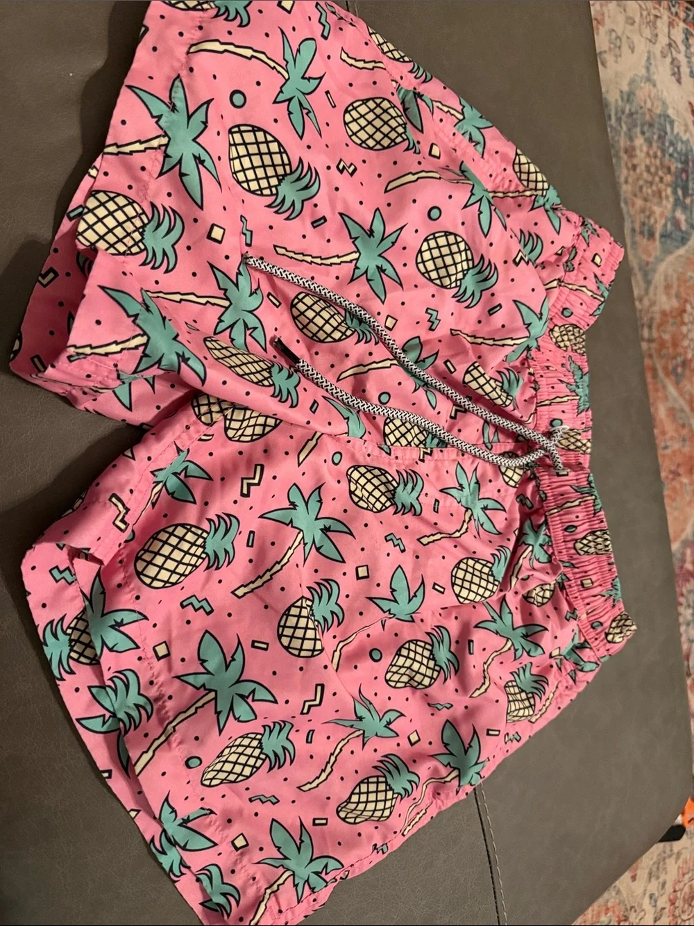 Mango Pink Pineapple Print Drawstring Shorts Men’s